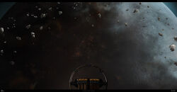  absurdres artist_name asteroid asteroid_field boulder building clouds commentary company_logo concept_art copyright_logo copyright_name crack daniel_matthews dust_cloud english_commentary eve_online floating_rock glowing highres in_orbit industrial letterboxed logo mining no_humans official_art outdoors photoshop_(medium) planet realistic rock scenery science_fiction space_station spacecraft upwell_consortium_(eve_online) zero_gravity 