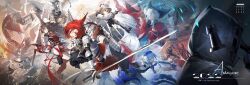  1other 2022 2boys 6+girls :d absurdly_long_hair absurdres aged_down ambiguous_gender amiya_(arknights) animal_ears aqua_gloves aqua_hat archetto_(arknights) arknights armor ashlock_(arknights) bare_shoulders black_shirt black_shorts blonde_hair blue_hair bow_(weapon) brown_eyes brown_hair carnelian_(arknights) cat_ears celebration chess_piece chinese_commentary closed_eyes clothing_cutout coat commentary_request compound_bow copyright_name crossbow doctor_(arknights) dress ear_covers ears_through_headwear facing_away fartooth_(arknights) feather_hair flametail_(arknights) gambeson gauntlets glasses gloves gnosis_(arknights) goat_ears goat_girl goat_horns grin hair_ornament happy_new_year hat headgear heterochromia highres holding holding_bow_(weapon) holding_crossbow holding_polearm holding_umbrella holding_weapon hood hood_up horns jewelry kal'tsit_(advisor)_(arknights) kal'tsit_(arknights) kal'tsit_(formal)_(arknights) kal'tsit_(maid)_(arknights) knee_pads lance long_hair looking_at_viewer low_ponytail material_growth mizuki_(arknights) multicolored_hair multiple_boys multiple_girls multiple_persona navel navel_cutout nearl_(arknights) nearl_the_radiant_knight_(arknights) necklace official_alternate_costume open_mouth oripathy_lesion_(arknights) passenger_(arknights) passenger_(young)_(arknights) pauldrons pink_eyes polearm ponytail red_dress red_eyes red_hair red_shirt rhodes_island_logo_(arknights) rook_(chess) scroll semi-rimless_eyewear shirt short_hair shorts shoulder_armor shuiyaoximushi skadi_(arknights) skadi_the_corrupting_heart_(arknights) smile streaked_hair tiara transparent transparent_umbrella umbrella under-rim_eyewear very_long_hair visor_(armor) weapon white_coat wild_mane_(arknights) yellow_eyes 