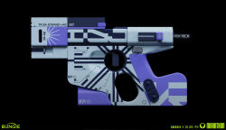  absurdres black_background concept_art copyright_logo eric_pfeiffer gun highres logo marathon_(2026) marathon_(series) no_humans official_art simple_background solo weapon weapon_focus 