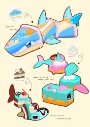  animal-themed_food cake cake_slice cherry chocolate_cake chocolate_cream chocolate_icing chocolate_syrup cream decorating_baked_goods dessert english_text food food-themed_creature food_focus food_name fruit highres icing mint mint_chocolate no_humans okashitofushigi original pastry shark shark_fin sprinkles sweets swiss_roll syrup tail whipped_cream 