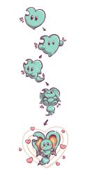  arrow_(symbol) blush_stickers commentary_request elfilin heart highres kirby_(series) kirby_and_the_forgotten_land looking_at_viewer nanami_(13mimi) no_humans notched_ear one_eye_closed simple_background transformation white_background 