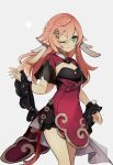  1girl :3 absurdres alternate_costume genshin_impact green_eyes highres horns merry-san one_eye_closed pink_hair yanfei_(genshin_impact) 