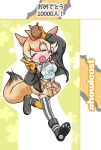  1girl animal_costume animal_ear_fluff animal_ears black_jacket blonde_hair coyopotato coyote_(kemono_friends) coyote_ears coyote_girl coyote_tail gloves highres jacket kemono_friends kemono_friends_v_project kneehighs looking_at_viewer microphone open_mouth p_alti shirt shoes short_hair simple_background skirt smile socks solo tail virtual_youtuber white_shirt 
