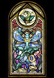  1girl 2boys abdomen_tail antennae arched_window bee bee_wings beetle black_background black_eyes blue_skin blue_wings boomerang bug bug_fables closed_mouth colored_skin commentary cryokinesis furry grass highres holding_boomerang horns ice insect_wings kabbu_(bug_fables) kumoketu leaf leif_(bug_fables) looking_at_viewer moth moth_antennae moth_wings multiple_boys neck_fur plant potted_plant rainbow_gradient single_horn smile stained_glass standing untranslatable_commentary vi_(bug_fables) white_eyes window wings yellow_eyes 