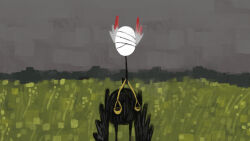  bandages bandages_over_eyes bird commentary_request creature creature_focus debbie_kimm grass highres judgement_bird lobotomy_corporation no_humans project_moon scales standing 