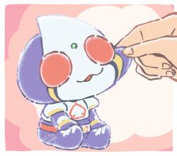 1boy animification cheek_pinching chibi commentary_request compound_eyes dated fingernails highres kamen_rider kamen_rider_blade kamen_rider_blade_(series) pinching rider_belt sitting spade_(shape) tokusatsu tonteki555