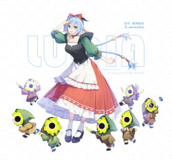  1girl animal_ears blue_hair braid breasts commentary_request ethereal_(zenless_zone_zero) ge_zhong_kuaile goat_ears goat_girl goat_horns green_eyes hair_between_eyes highres horns large_breasts long_hair looking_at_viewer lucia_elowen open_mouth pointy_ears smile solo tachi-e yellow_eyes zenless_zone_zero 