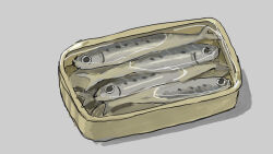  canned_fish fish_(food) food food_focus grey_background highres no_humans original sardine simple_background tsukumizu 