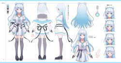  >_< 1girl :d animal_ear_headphones animal_ears bear_ear_headphones bear_ears black_bow black_bowtie black_gloves black_nails black_shoes blue_eyes blue_hair blue_nails bow bowtie braid clothing_cutout commentary_request crescent crescent_necklace dress fake_animal_ears garter_straps gloves grey_sailor_collar grey_thighhighs grin hair_ornament hairclip half_gloves headphones highres jacket jacket_partially_removed jewelry loafers long_hair long_sleeves multiple_expressions multiple_views nail_polish necklace official_art open_mouth parallel_hairclips paw_print project_nebula puffy_short_sleeves puffy_sleeves reference_sheet sailor_collar second-party_source shoes short_sleeves shoulder_cutout single_wrist_cuff smile tachi-e thigh-highs toki_(toki_ship8) usui_yura virtual_youtuber white_dress white_jacket wrist_cuffs xd 