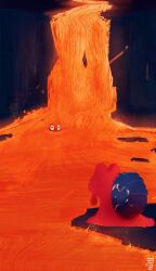  absurdres closed_eyes fire highres lava lavafall magcargo no_humans oekip pokemon pokemon_(creature) rock snail swimming yellow_eyes 