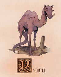  chimera commentary creature creature_focus english_commentary european_mythology highres hooves nathan_anderson no_humans simple_background solo tree_stump tusks ypotryll 