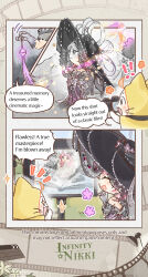  ! !! +_+ 2girls ahoge animal artist_request bare_shoulders bell black_choker black_dress black_eyes black_gloves black_hat black_shawl black_veil camera cat choker clapperboard cloak clothed_animal commentary copyright_logo disclaimer dress dual_persona ear_covers english_commentary english_text film_strip flower from_behind gloves green_flower grey_ribbon hand_on_own_chin hand_on_own_hip hat hat_flower hat_ribbon highres holding holding_bell holding_camera hood hood_up hooded_cloak infinity_nikki large_hat light_blush logo long_dress long_hair medium_hair momo_(nikki) motion_lines multiple_girls nikki_(nikki) nikki_(series) notice_lines official_art open_mouth outside_border partially_colored pink_hair pop-up_book purple_flower recording ribbon second-party_source see-through_clothes see-through_shawl shawl smile sparkling_eyes speech_bubble strapless strapless_dress tassel tight_clothes tight_dress unseen_colors_(infinity_nikki) veil veiled_projections_(infinity_nikki) very_long_hair whiskers white_cat yellow_cloak 