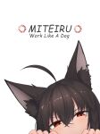  1girl absurdres ahoge animal_ear_fluff animal_ears bangs black_hair braid commentary_request earrings english_text fox_ears fox_girl hair_between_eyes highres hololive jewelry kurokami_fubuki looking_at_viewer micon red_eyes sidelocks simple_background single_braid solo virtual_youtuber white_background 