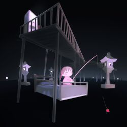  1girl bed brown_hair closed_eyes fishing fishing_rod highres madotsuki solo xgshjsgha yume_nikki 