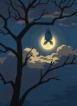  absurdres bare_tree clouds fangs full_moon highres hyogonosuke moon night no_humans open_mouth outdoors pokemon pokemon_(creature) sky solo tree upside-down zubat 