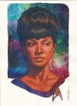  1960s_(style) brian_stelfreeze earrings jewelry nyota_uhura retro_artstyle science_fiction solo space star_(sky) star_trek starfleet_uniform 