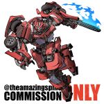  arm_blade blue_fire chainsaw commission fire highres mecha no_humans open_hand redesign robot science_fiction solo stinger_(transformers) theamazingspino transformers transformers:_age_of_extinction transformers_(live_action) twitter_username visor watermark weapon white_background 