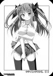  breast_hold monochrome oshaban sasahiro thigh-highs 