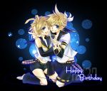  blonde_hair blue_eyes detached_sleeves kagamine_len kagamine_rin short_hair twins vocaloid 