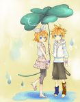  b blonde_hair blue_eyes kagamine_len kagamine_rin short_hair twins vocaloid 