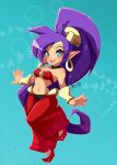  1girl absurdres blue_eyes bracelet dark_skin highres jewelry musical_note nin10ja purple_hair shantae shantae_(series) 