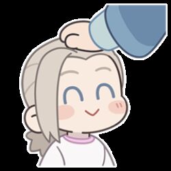  1boy 1girl animated animated_gif chibi chibi_only chinese_clothes closed_eyes closed_mouth commentary english_commentary grey_hair happy headpat long_sleeves lowres luye_(the_legend_of_luoxiaohei) official_art out_of_frame ponytail shirt simple_background smile sticker_(medium) the_legend_of_luo_xiaohei white_background white_shirt wuxian_(the_legend_of_luo_xiaohei) 
