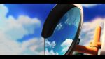  absurdres blue_sky clouds commentary gerar_dc highres letterboxed mirror no_humans original outdoors reflection scenery sky summer traffic_mirror 