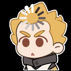  1boy animated animated_gif blonde_hair chibi chibi_only commentary english_commentary loading_icon lowres male_focus official_art red_eyes simple_background solo sticker_(medium) the_legend_of_luo_xiaohei triangle_mouth white_background yi_(the_legend_of_luoxiaohei) 