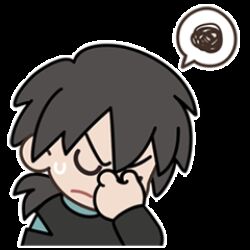  1boy animated animated_gif black_hair chibi chibi_only closed_eyes closed_mouth commentary english_commentary frustrated jia_(the_legend_of_luoxiaohei) long_sleeves lowres male_focus official_art ponytail simple_background solo speech_bubble spoken_squiggle squiggle sticker_(medium) the_legend_of_luo_xiaohei white_background 