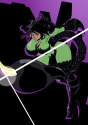  1girl absurdres black_hair bodysuit breasts claws comic_cover commentary cover cover_page dark-skinned_female dark_skin elainecoll english_commentary glowing_hands green_bodysuit green_eyes highres large_breasts latex latex_bodysuit latex_thighhighs looking_at_viewer marvel multicolored_bodysuit non-web_source scorpia scorpion_tail shin_art69 short_hair smile spider-man spider-man_(series) superhero_costume tail tan thigh-highs two-tone_bodysuit western_comics_(style) 