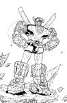  alex_milne comic_cover english_commentary golion_(mecha) greyscale hands_on_hips hyakujuu-ou_golion lineart looking_ahead mecha monochrome no_humans official_art robot science_fiction solo standing super_robot voltron_(mecha) voltron_(series) 