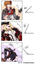  +++ 1girl 2boys arched_back armor armpit_crease arrow_(symbol) bent_back black_bodysuit black_hair black_kimono black_mask black_shorts black_sleeves blonde_hair blue_eyes bodysuit breasts brown_hair clothing_cutout coat coat_on_shoulders collared_jacket commentary_request curled_fingers detached_sleeves dress earrings emphasis_lines evil_eyes evil_smile eye_mask facing_up fur-trimmed_coat fur_sleeves fur_trim furisode genshin_impact gloves gold_trim grey_gloves grey_jacket grey_sleeves hair_over_one_eye hands_up hat high_collar highres hip_vent jacket japanese_armor japanese_clothes jewelry juban kimono kote kurokote kusazuri large_breasts laughing layered_shorts layered_sleeves long_hair looking_to_the_side mask mask_on_head momotomi000 multiple_boys navel_cutout o-ring open_hand open_mouth purple_rope purple_sash purple_shorts purple_sleeves red_coat red_hat red_kimono red_mask red_sash red_scarf red_sleeves rope sash scaramouche_(genshin_impact) scaramouche_(harbinger)_(genshin_impact) scarf shimenawa short_sleeves shorts signora_(genshin_impact) single_bare_shoulder smile smug strapless strapless_dress tartaglia_(genshin_impact) tassel teeth three-quarter_sleeves unworn_hat unworn_headwear upper_teeth_only violet_eyes white_dress white_kimono white_rope 