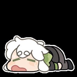  1boy animal_ears animated animated_gif cat_boy cat_ears chibi chibi_only commentary english_commentary lowres luo_xiaohei luo_xiaohei_(human) male_focus official_art on_floor simple_background solo sticker_(medium) the_legend_of_luo_xiaohei white_background white_hair 