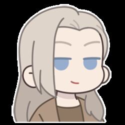  1girl animated animated_gif blue_eyes chibi chibi_only grey_hair long_hair lowres luye_(the_legend_of_luoxiaohei) official_art simple_background smile solo sticker_(medium) the_legend_of_luo_xiaohei white_background 