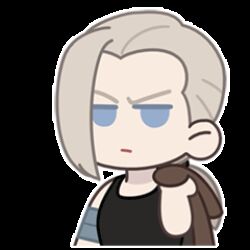  animated animated_gif blowing blue_eyes chibi chibi_only commentary english_commentary holding holding_unworn_clothes holding_unworn_jacket jacket lowres luye_(the_legend_of_luoxiaohei) official_art ponytail simple_background sleeveless sticker_(medium) the_legend_of_luo_xiaohei unworn_jacket white_background 