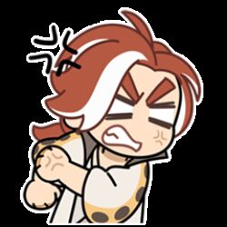  1boy anger_vein angry animated animated_gif chibi chibi_only chinese_clothes chinian commentary english_commentary lowres male_focus multicolored_hair official_art ponytail red_hair rolling_sleeves_up simple_background solo sticker_(medium) streaked_hair the_legend_of_luo_xiaohei two-tone_hair white_background white_hair 