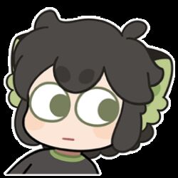  1boy animal_ears animated animated_gif black_hair blush cat_boy cat_ears chibi chibi_only closed_mouth commentary english_commentary lowres luo_xiaohei luo_xiaohei_(human) male_focus official_art simple_background solo squinting sticker_(medium) the_legend_of_luo_xiaohei transparent_background 