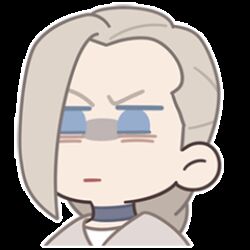  1girl angry animated animated_gif blue_eyes braid chibi chibi_only choker closed_mouth grey_hair long_hair lowres luye_(the_legend_of_luoxiaohei) official_art simple_background solo sticker_(medium) the_legend_of_luo_xiaohei white_background 