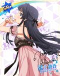  black_hair blue_eyes character_name dress idolmaster_million_live!_theater_days long_hair mogami_shizuka 