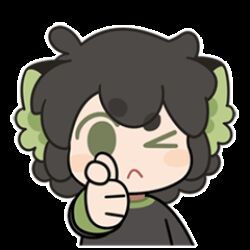  1boy animal_ears animated animated_gif black_hair black_shirt cat_boy cat_ears chibi chibi_only commentary english_commentary finger_gun green_eyes long_sleeves lowres luo_xiaohei luo_xiaohei_(human) male_focus official_art one_eye_closed shirt simple_background solo sticker_(medium) the_legend_of_luo_xiaohei white_background 