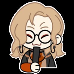  1boy :3 animated animated_gif blonde_hair chibi chibi_only closed_eyes closed_mouth commentary english_commentary eyewear_strap hand_fan holding holding_fan lowres male_focus official_art round_eyewear simple_background solo sticker_(medium) the_legend_of_luo_xiaohei white_background ximuzi 