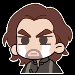  1boy animated animated_gif beard chibi chibi_only chinese_clothes closed_mouth commentary crying crying_with_eyes_open english_commentary facial_hair jingyun lowres male_focus official_art red_hair simple_background solo sticker_(medium) tears the_legend_of_luo_xiaohei white_background 