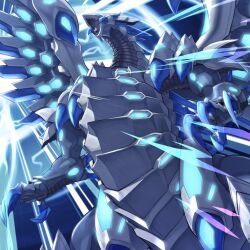  blue-eyes_chaos_max_dragon claws commentary_request dragon dragon_wings duel_monster mecha no_humans open_mouth robot sharp_teeth solo teeth wings yu-gi-oh! zealmaker 