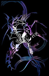  antlers black_background blending creature creature_focus dragon dragon_horns dragon_wings faceless female_corrin_(fire_emblem) fire_emblem fire_emblem_fates highres horns male_corrin_(fire_emblem) monster monster_focus no_humans noisywyvern simple_background starry_sky_print wings 