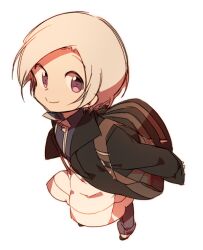  1boy anpolly bag black_coat black_shoes closed_mouth coat commentary_request from_above full_body grey_hair lapels looking_at_viewer male_focus medic_(sekaiju_4) medic_4_(sekaiju_4) official_alternate_color open_clothes open_coat pants parted_bangs sekaiju_no_meikyuu sekaiju_no_meikyuu_4 shoes short_hair shoulder_bag simple_background sleeves_past_wrists smile solo transparent_background 