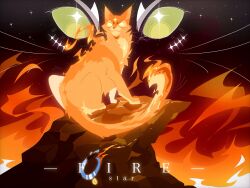  animal animal_collar animal_focus cat character_name chinese_commentary collar commentary_request english_commentary fiery_tail fire firestar_(warrior_cats) green_eyes highres mixed-language_commentary mofeidinglu05765 no_humans no_lineart orange_cat rock scene_reference solo standing tail the_prophecies_begin unworn_collar warrior_cats 