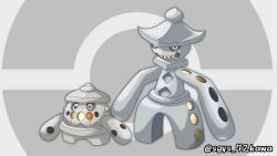  2others arms_at_sides black_eyes cacnea cacturne commentary_request fakemon full_body glowing hole_on_body looking_at_viewer multiple_others poke_ball_symbol pokemon pokemon_(creature) redesign shigeyasu. standing stone_lantern 