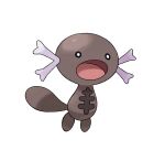  :o absurdres animal_focus artist_request black_eyes bright_pupils brown_theme highres jumping no_humans official_art open_mouth paldean_wooper pokemon pokemon_(creature) pokemon_(game) pokemon_sv regional_variant simple_background tail transparent_background wooper 