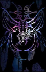  black_background blending creature creature_focus dragon dragon_horns dragon_wings eldritch_abomination extra_eyes eyes_of_grima fangs fangs_out feathered_wings female_robin_(fire_emblem) female_robin_(grima)_(fire_emblem) fire_emblem fire_emblem_awakening highres horns looking_at_viewer male_robin_(fire_emblem) male_robin_(grima)_(fire_emblem) monster monster_focus multiple_wings no_humans noisywyvern scales starry_sky_print wings 