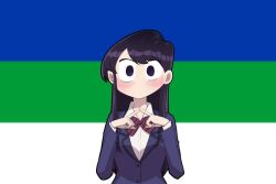 1girl flag komi-san_wa_komyushou_desu komi_republic komi_shouko long_hair pun solo